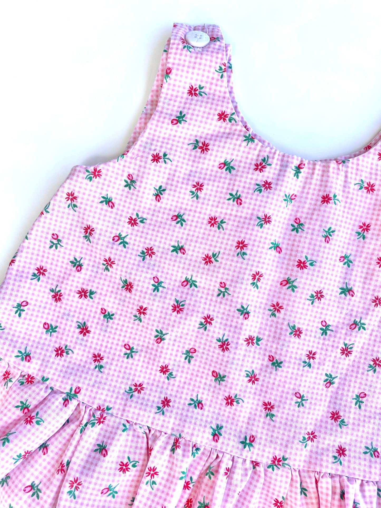 Handmade Gingham Flowers Blouse (2YR)