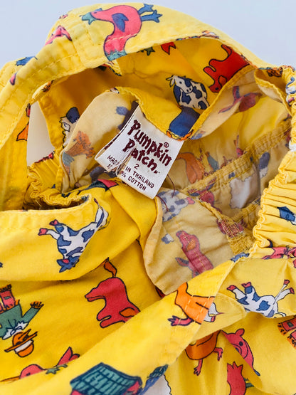 Vintage Pumpkin Patch Animal Bubble Overalls (2YR)