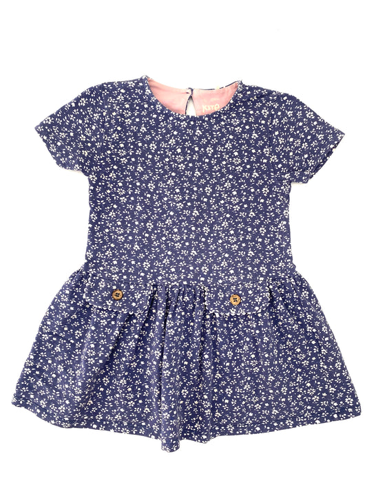 Kite Navy and White Flower Dress (3YR)