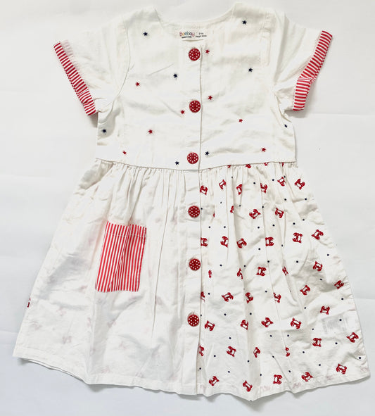 Star + Stripe + Polka Buttons Dress (2YR)