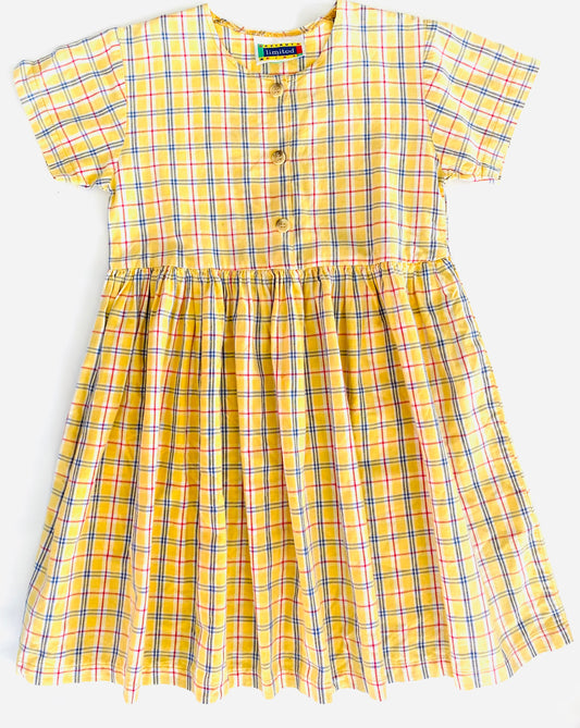 Vintage Yellow Tartan Dress (6YR)