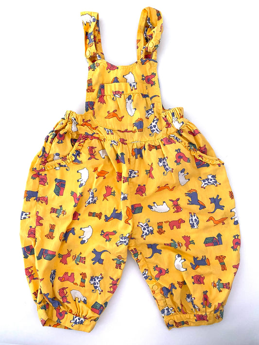 Vintage Pumpkin Patch Animal Bubble Overalls (2YR)