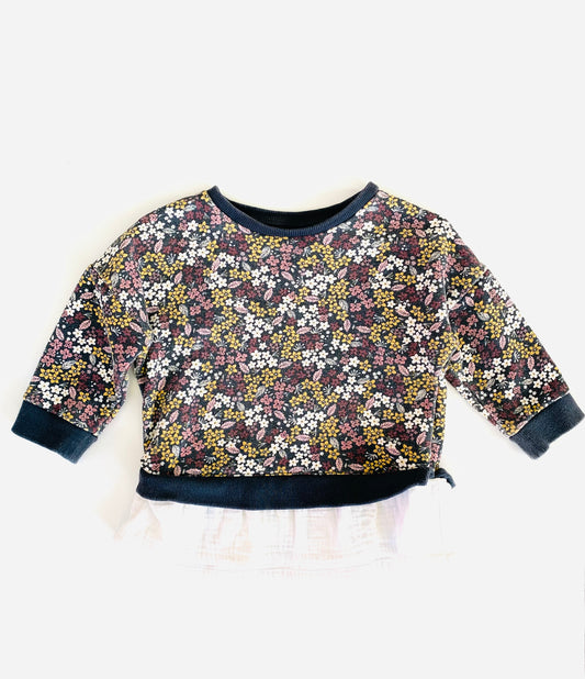 Teeny Weeny Flower Peplum Crew (2YR)
